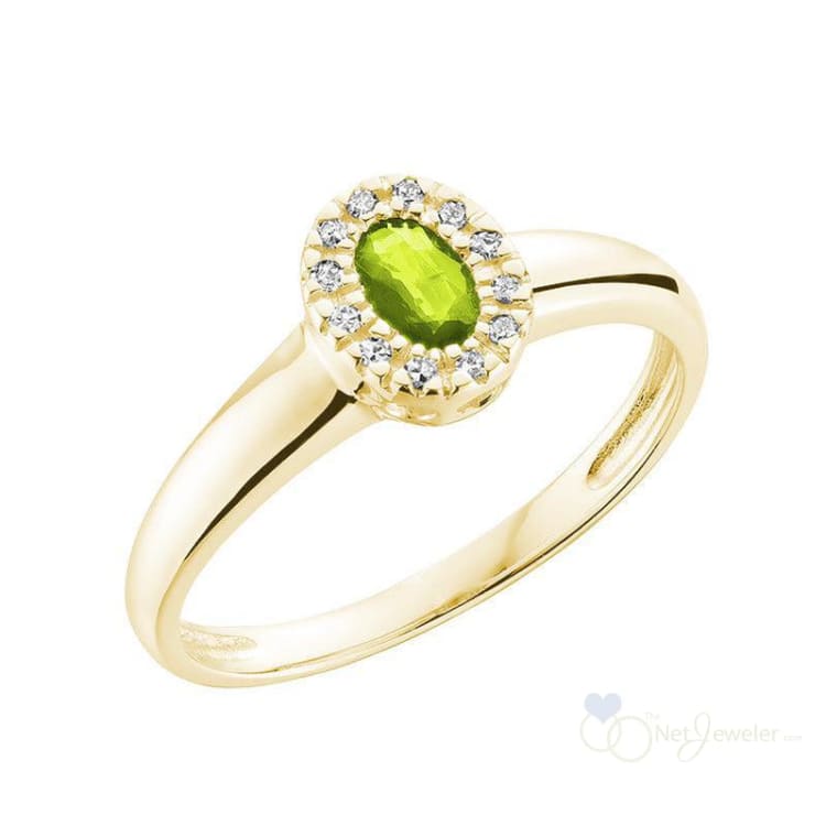 Oval Peridot & Diamond Halo Ring-RNB Jewellery
