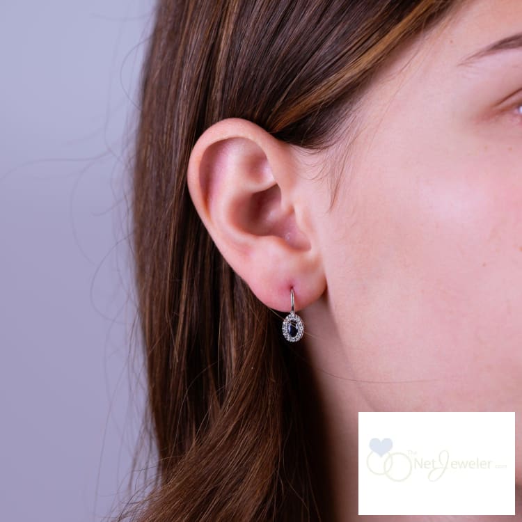 Oval Precious Stone & Diamond Halo Dangle Earrings-RNB Jewellery