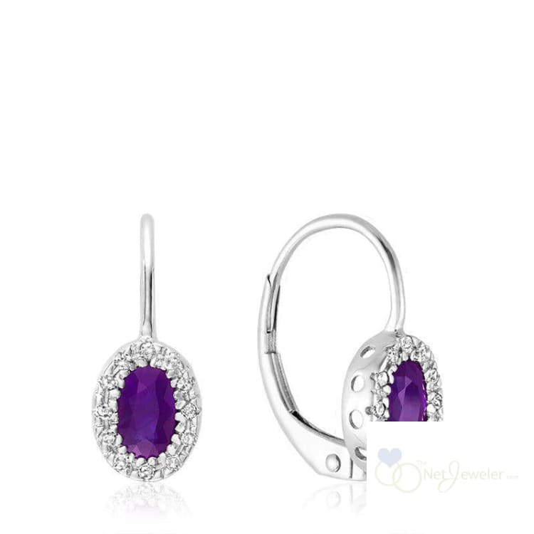 Oval Precious Stone & Diamond Halo Dangle Earrings-RNB Jewellery