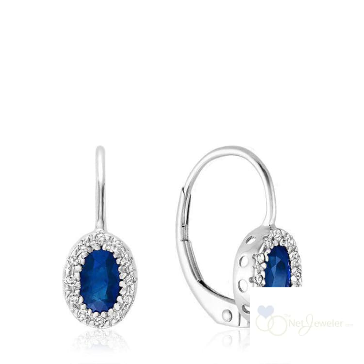 Oval Precious Stone & Diamond Halo Dangle Earrings-RNB Jewellery