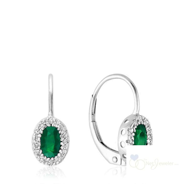 Oval Precious Stone & Diamond Halo Dangle Earrings-RNB Jewellery