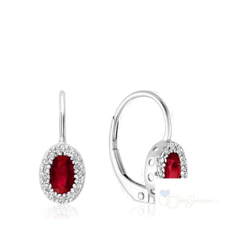 Oval Precious Stone & Diamond Halo Dangle Earrings-RNB Jewellery