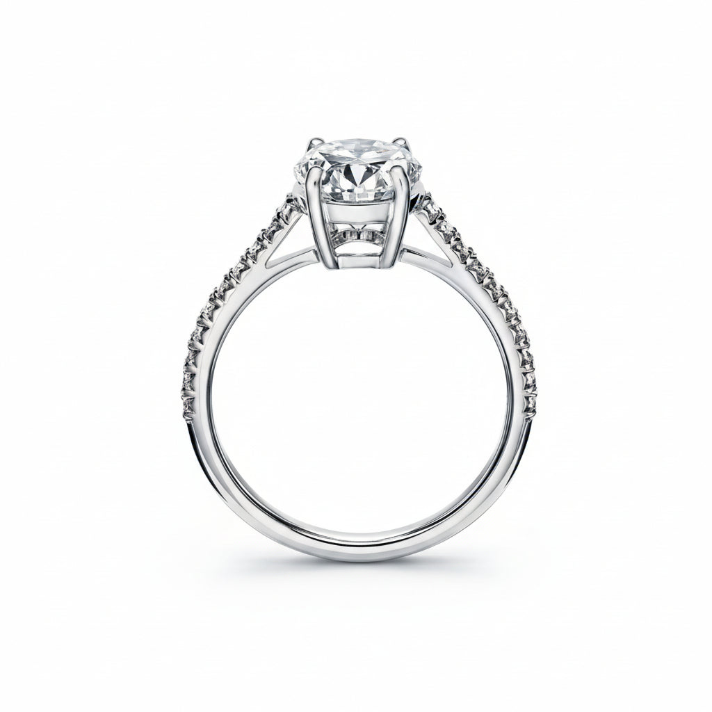 2 Carat Oval Moissanite Engagement Ring White Gold