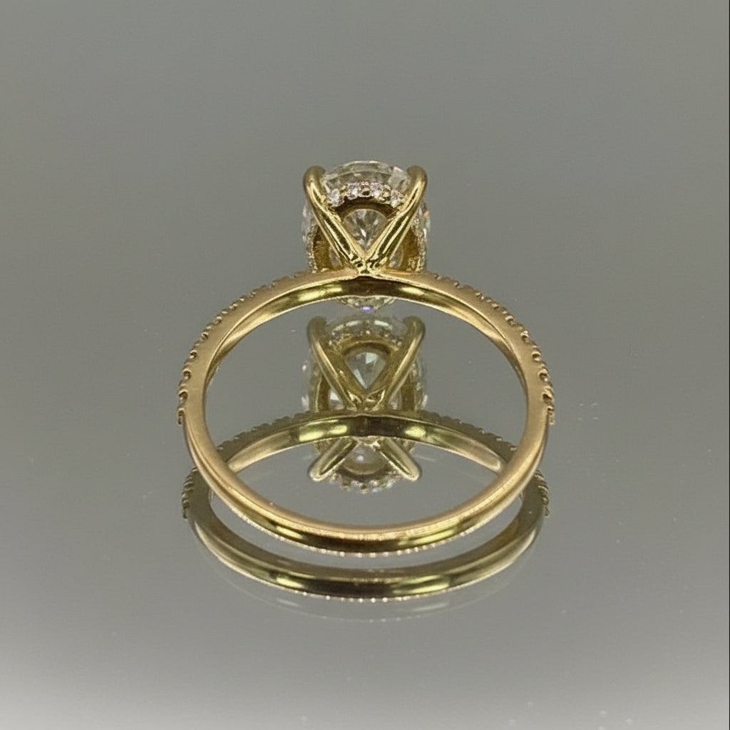 2.50 ct Oval Lab Diamond 18k Yellow Gold Engagement Ring - Thenetjeweler