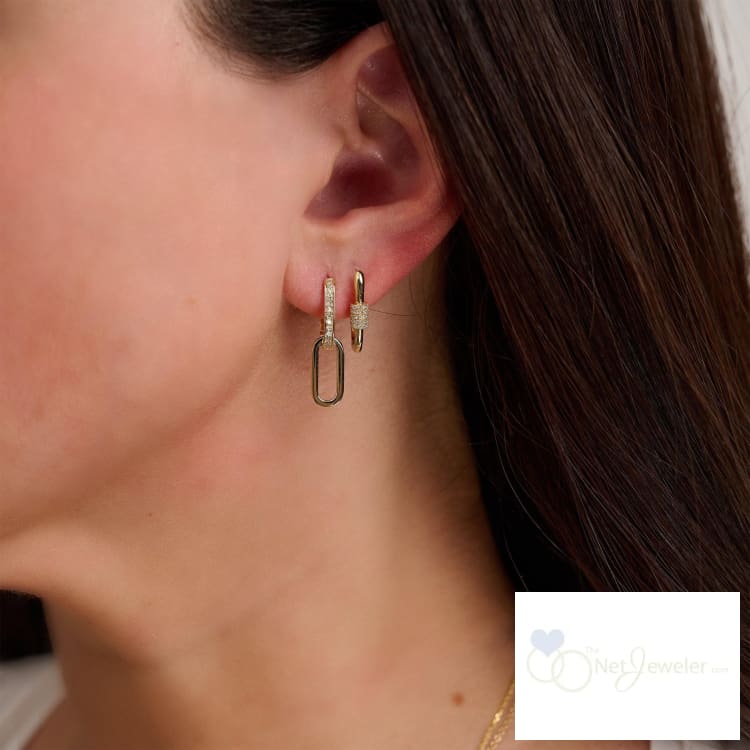 Paper Clip Loop Diamond Earrings-RNB Jewellery