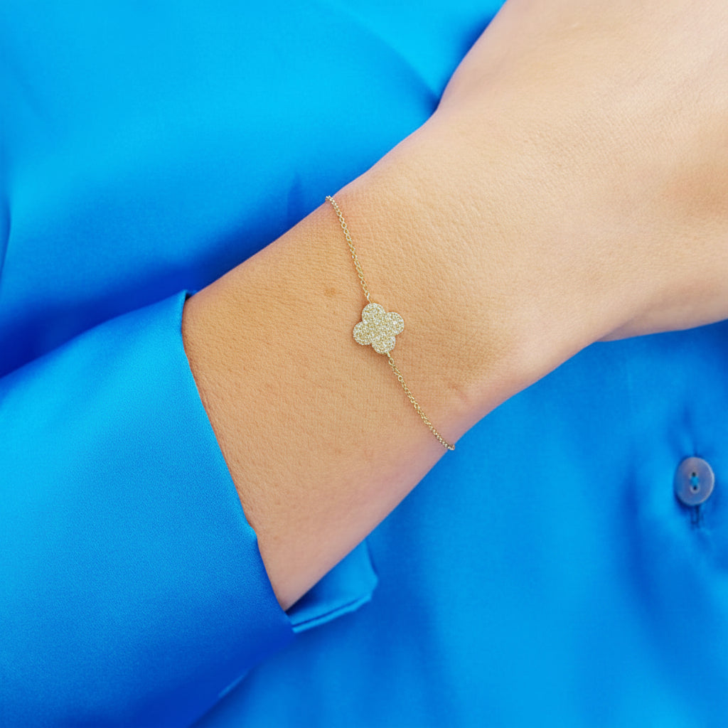 Diamond Clover Bracelet-The Net Jeweler