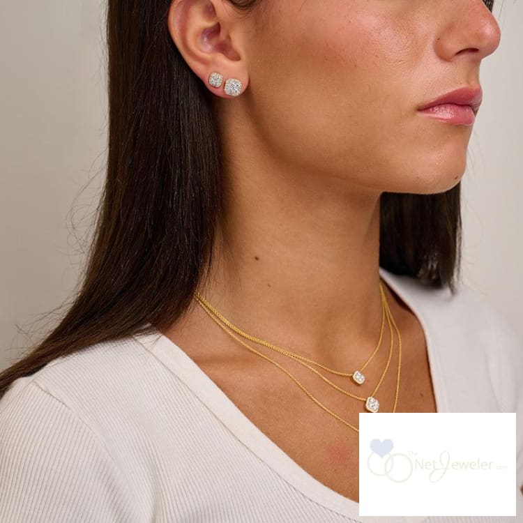 Cushion Illusion Set Diamond Necklace-RNB Jewellery