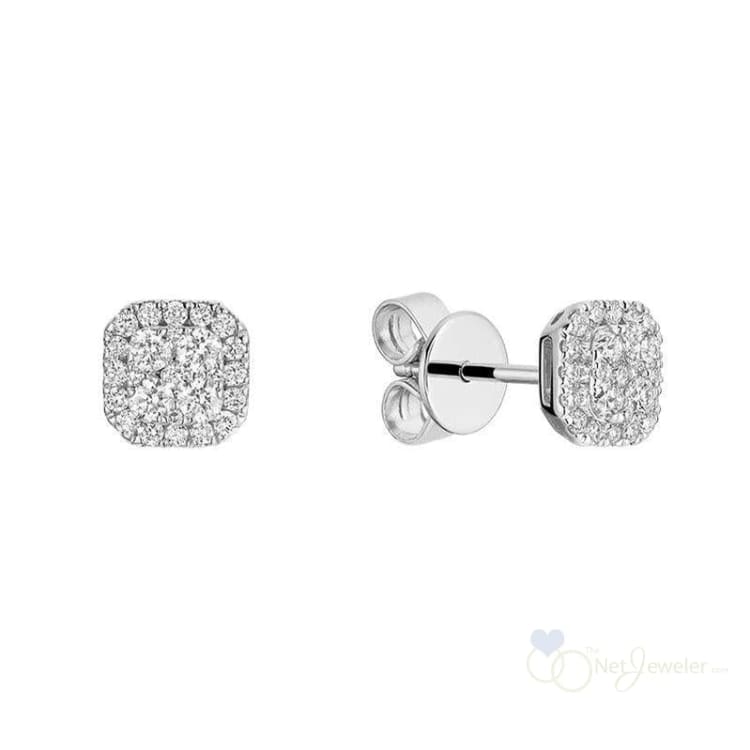 Pave Cushion Diamond Stud Earrings-RNB Jewellery