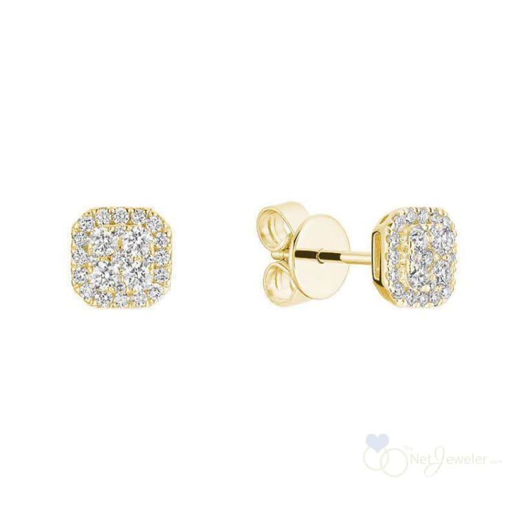 Pave Cushion Diamond Stud Earrings-RNB Jewellery