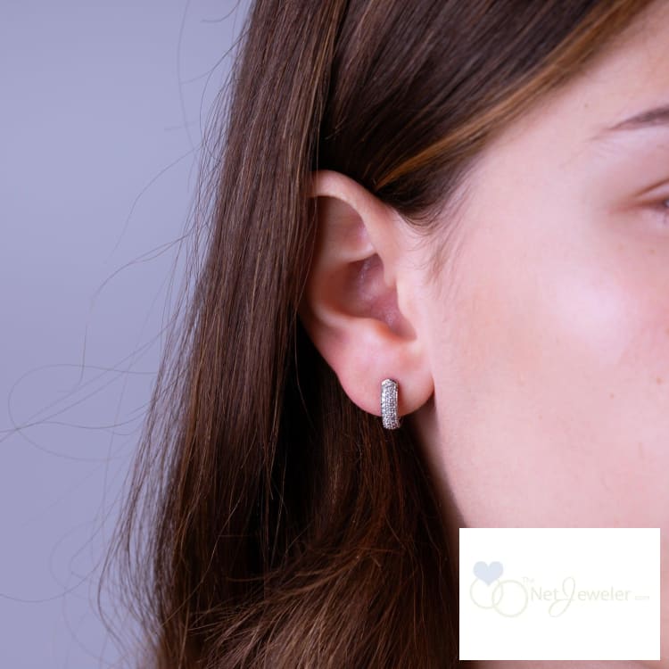 Pave Diamond Huggie Earrings-RNB Jewellery
