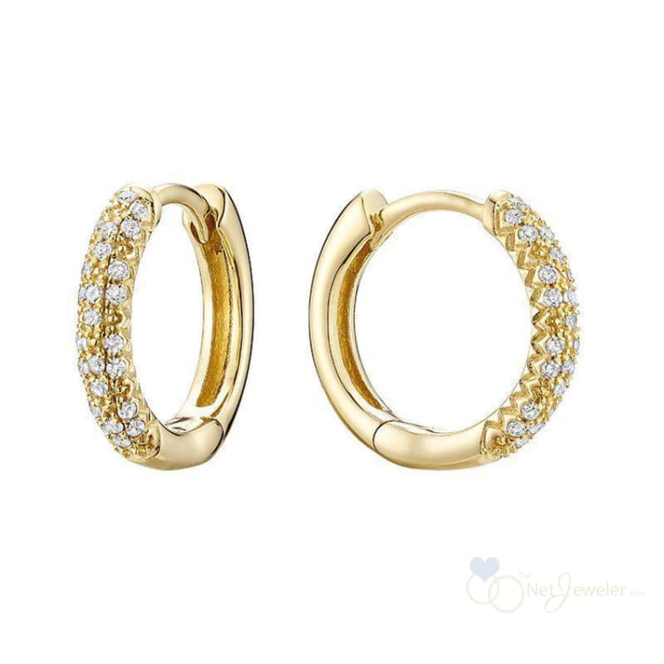 Pave Diamond Huggie Earrings-RNB Jewellery