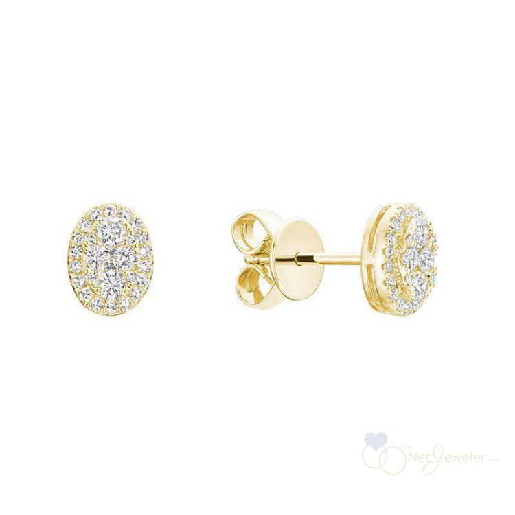 Pave Oval Diamond Stud Earrings-RNB Jewellery