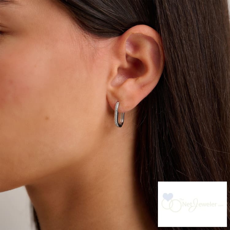 Pave Oval Paper-Clip Loop Earrings-RNB Jewellery