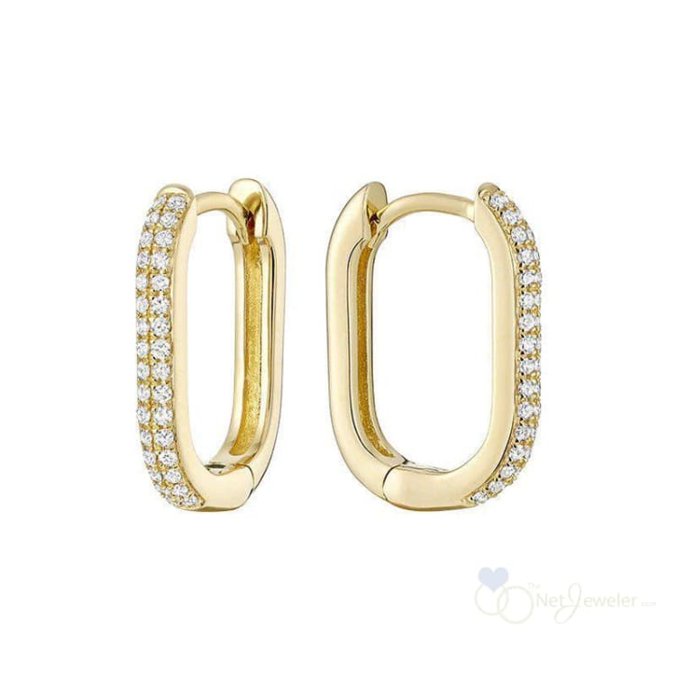 Pave Oval Paper-Clip Loop Earrings-RNB Jewellery