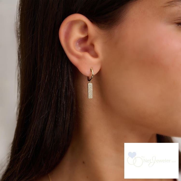 Pave Plate Diamond Dangle Earrings-RNB Jewellery