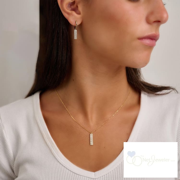 Pave Plate Diamond Dangle Earrings-RNB Jewellery