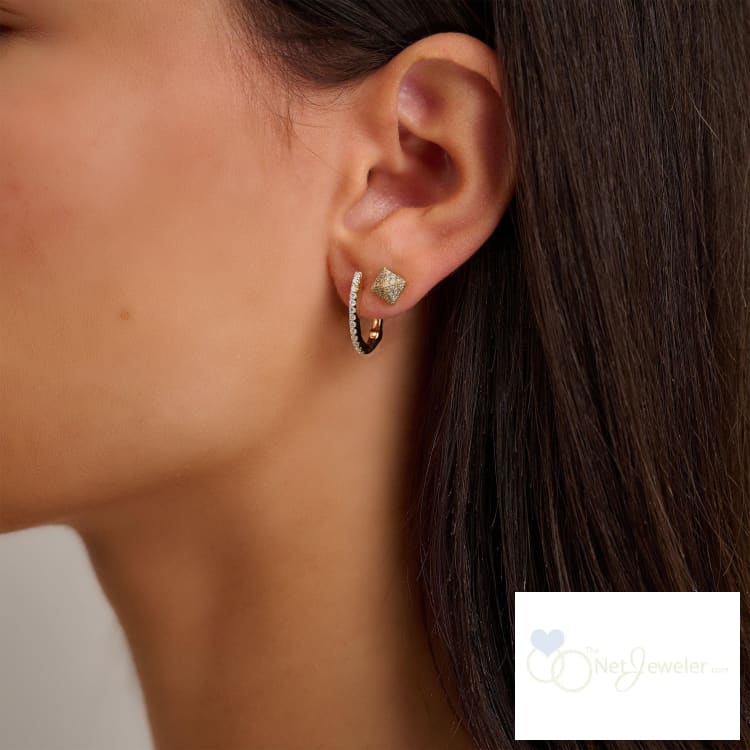 Pave Pyramid Diamond Stud Earrings-RNB Jewellery