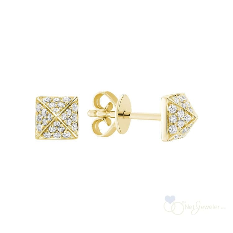 Pave Pyramid Diamond Stud Earrings-RNB Jewellery