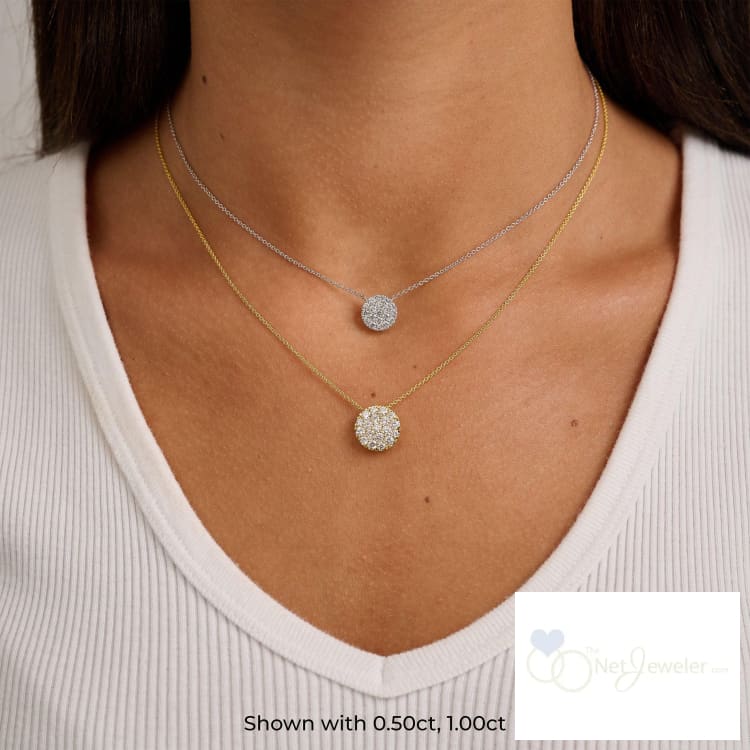 Large Pave Round Diamond Necklace-RNB Jewellery