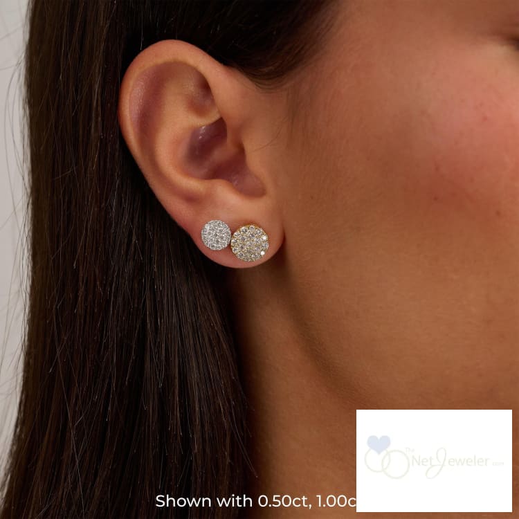 Pave Round Diamond Stud Earrings - Earrings