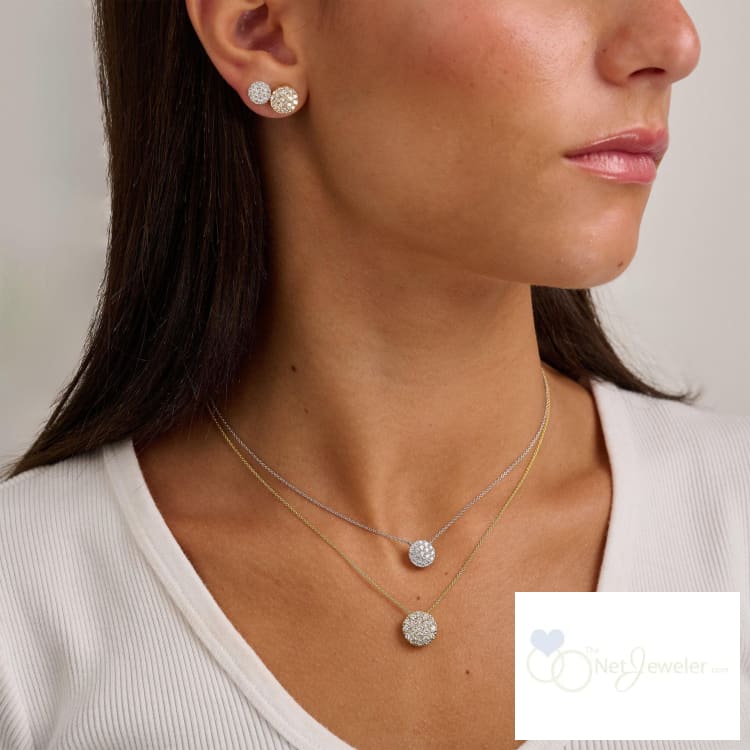 Pave Round Diamond Stud Earrings - Earrings