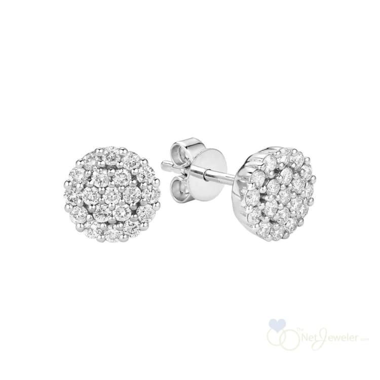 Pave Round Diamond Stud Earrings - White Gold / Closeout - Earrings