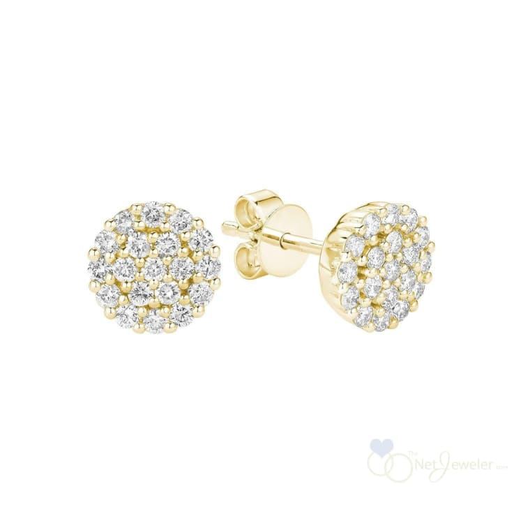 Pave Round Diamond Stud Earrings - Yellow Gold / Closeout - Earrings