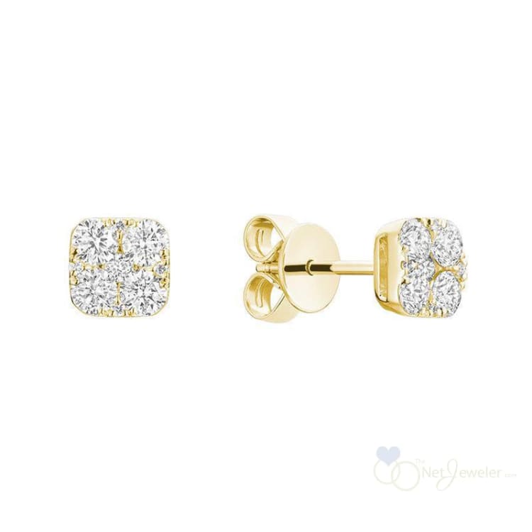 Pave Square Diamond Stud Earrings-RNB Jewellery