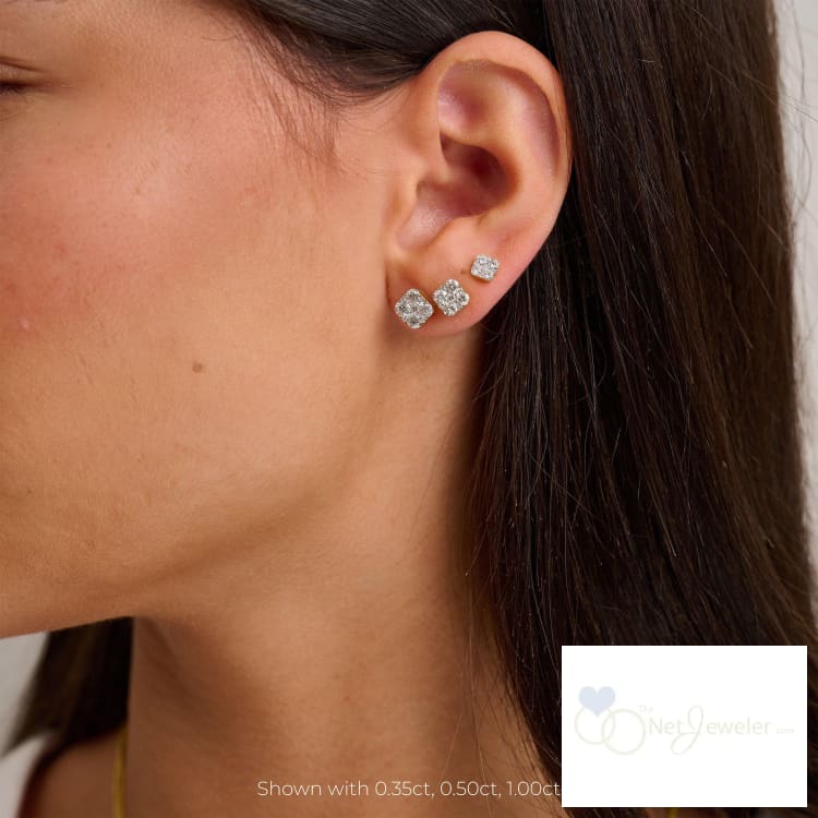 Pave Square Diamond Stud Earrings-RNB Jewellery