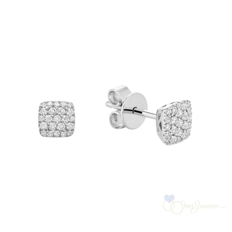Pave Square Diamond Stud Earrings-RNB Jewellery