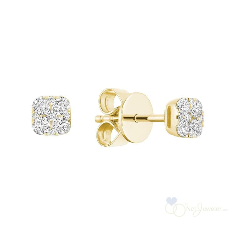 Pave Square Diamond Stud Earrings-RNB Jewellery