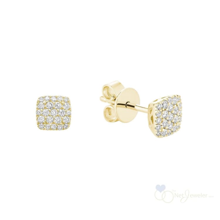 Pave Square Diamond Stud Earrings-RNB Jewellery