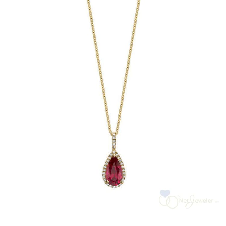 Pear Shape Colored Stone & Diamond Pendant-RNB Jewellery