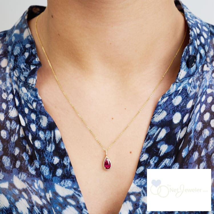 Pear Shape Colored Stone & Diamond Pendant-RNB Jewellery