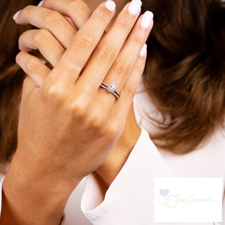 Pear Shape Halo Diamond Engagement Ring-RNB Jewellery