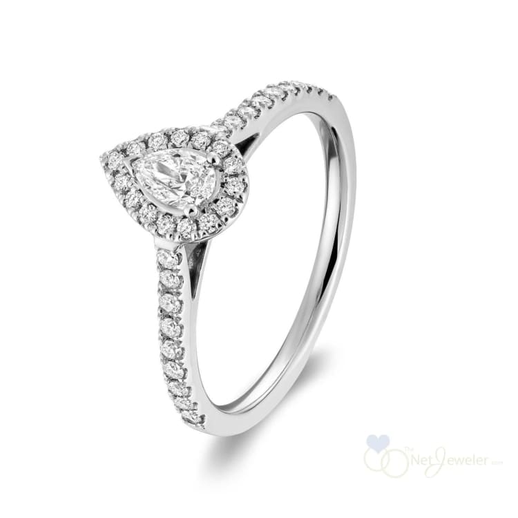 Pear Shape Halo Diamond Engagement Ring-RNB Jewellery