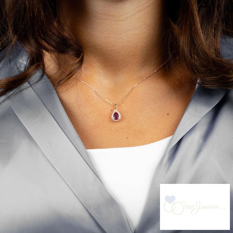 Pear Shape Pink Topaz Halo Diamond Pendant-RNB Jewellery