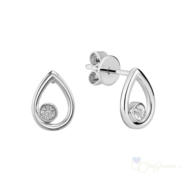 Pear Shaped Illusion Diamond Stud Earrings-RNB Jewellery
