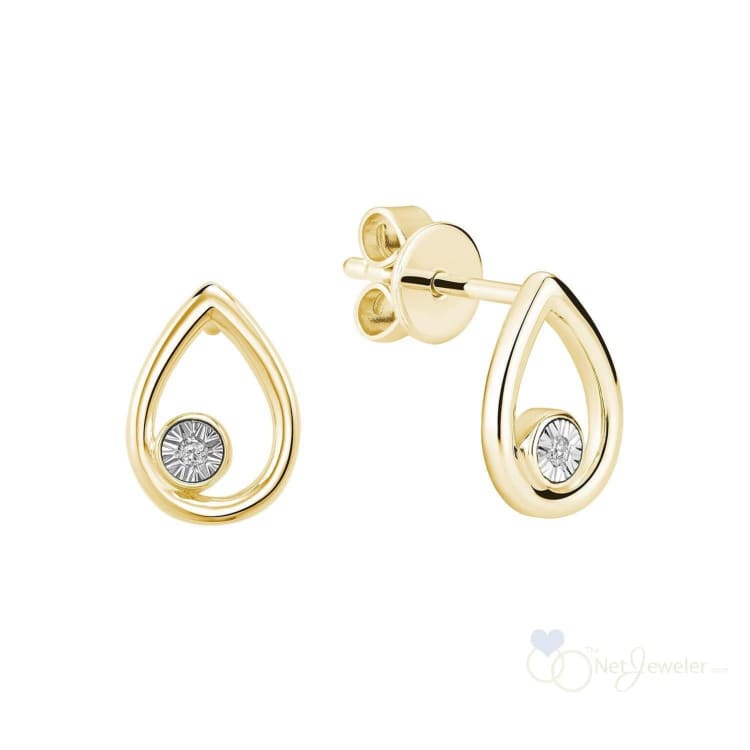 Pear Shaped Illusion Diamond Stud Earrings-RNB Jewellery