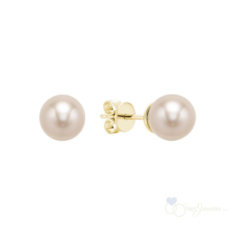 Pearl Stud Earrings - Yellow Gold - Earrings