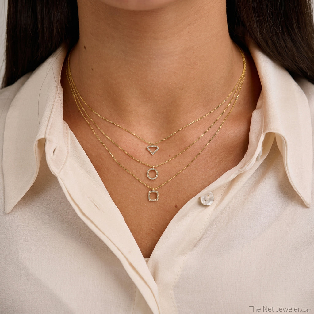 Petite Cushion Shape Diamond Pendant-The Net Jeweler