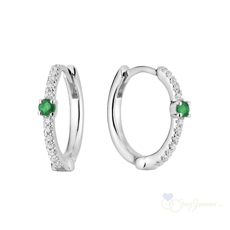 Precious Stone and Diamond Huggie Earrings-RNB Jewellery