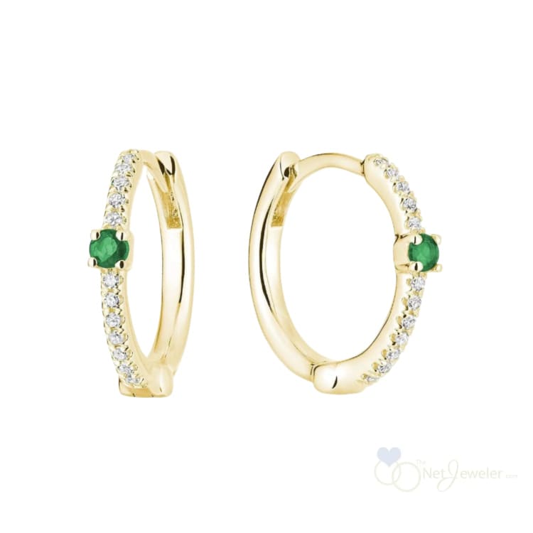 Precious Stone and Diamond Huggies Earrings - Thenetjeweler
