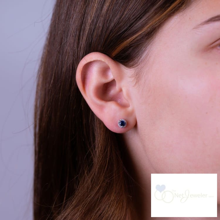 Precious Stone & Diamond Halo Stud Earrings-RNB Jewellery