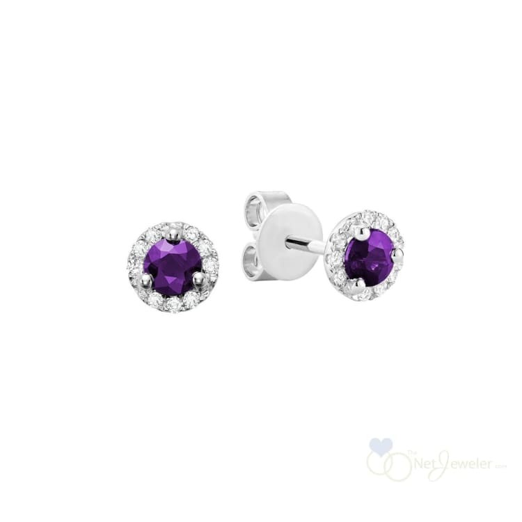 Precious Stone & Diamond Halo Stud Earrings-RNB Jewellery