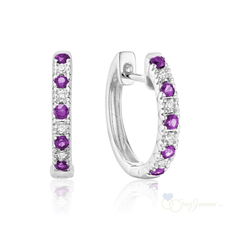 Precious Stone & Diamond Huggie Earrings-RNB Jewellery