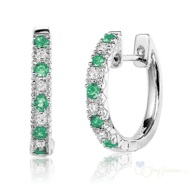 Precious Stone & Diamond Huggie Earrings-RNB Jewellery