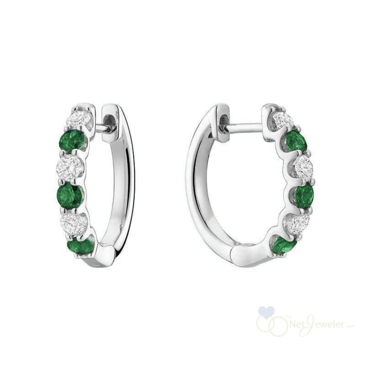 Emerald & Diamond Huggie Earrings-RNB Jewellery