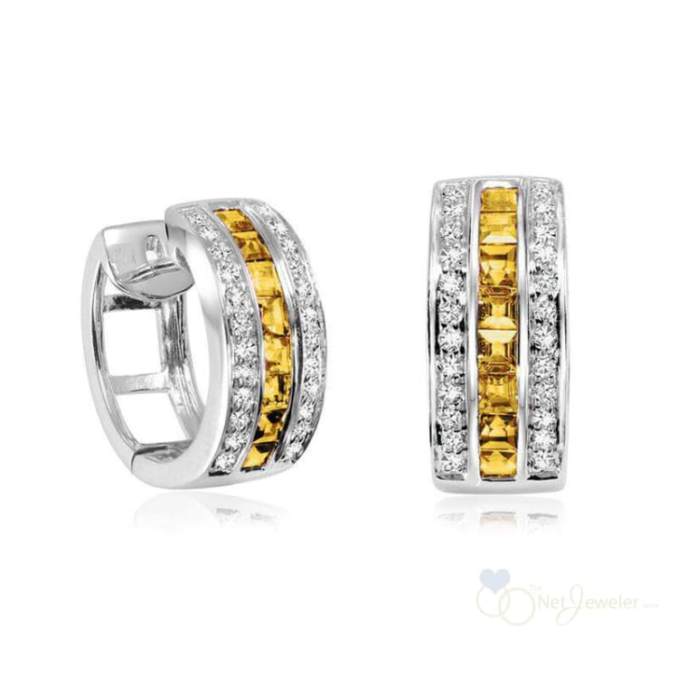 Precious Stones & Diamond Huggie Earrings-RNB Jewellery