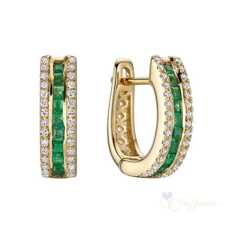 Precious Stones & Diamond Huggie Earrings-RNB Jewellery